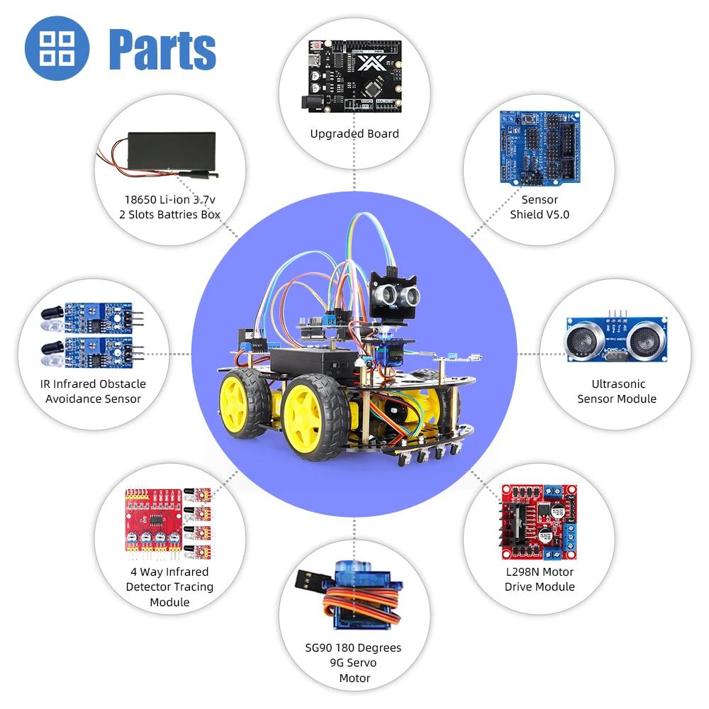 Nouveau Kit de codage de voiture Robot intelligent pour la programmation Arduino, Kit d'automatisati