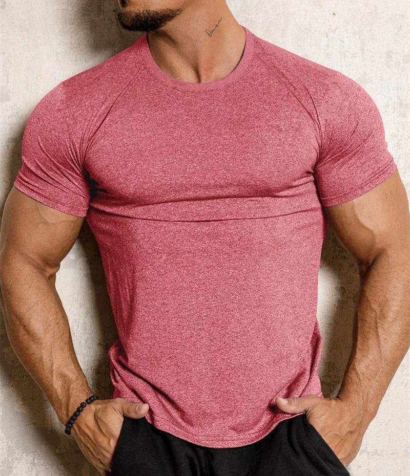 Nouveau T-shirt de sport serré séchage rapide fitness vêtements de sport à manches courtes hauts cou
