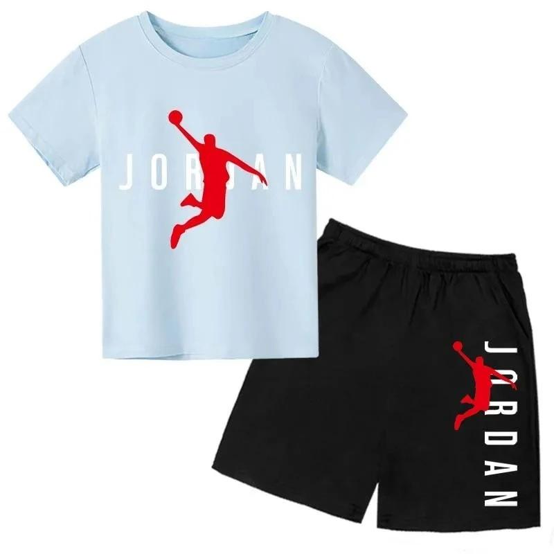 Marque d'été lettre imprimer à manches courtes enfant T-shirt + Shorts 2 pièces ensemble pour garçon
