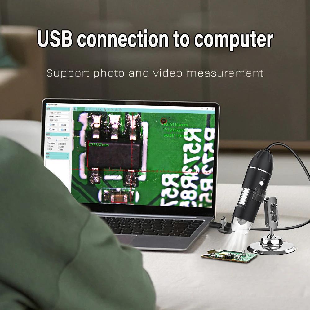 Microscope numérique 1600X 1000X 500X, caméra Type C USB, Microscope électronique Portable pour la s