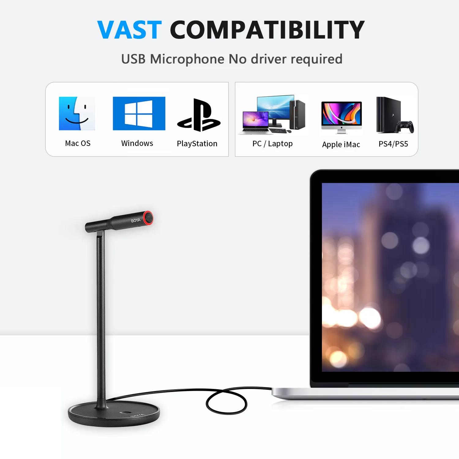 BOYA BY-CM1 Microphone USB de bureau à condensateur pour fenêtre PC Mac ordinateur portable enregist