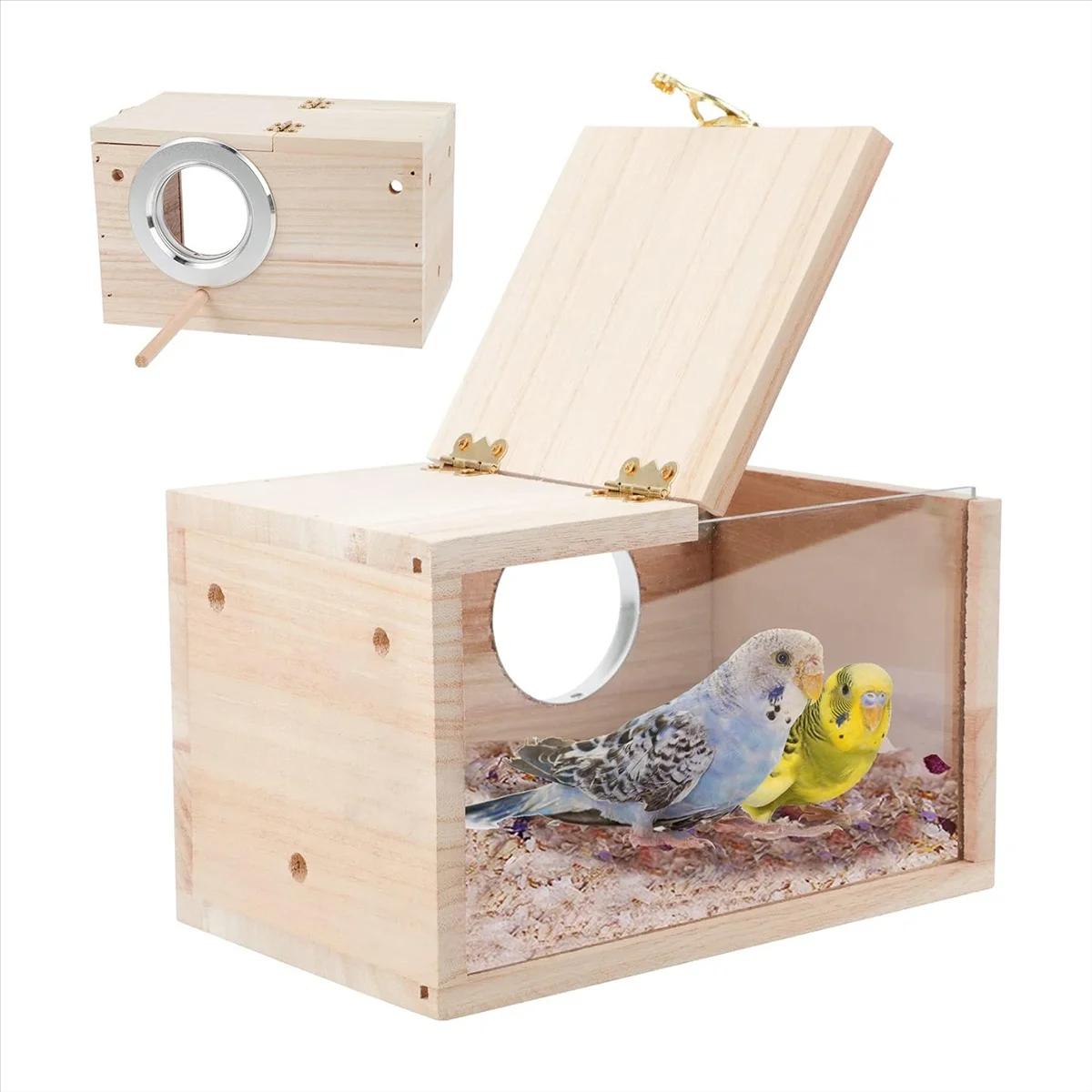 Boîte de nidification transparente pour perruche, nichoir en bois, perroquet, calopsitte, inséparabl