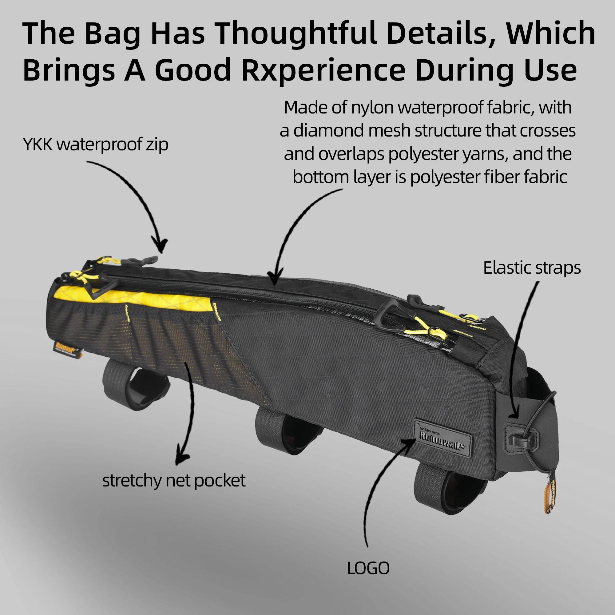 Sac Rhinowalk extra long pour tube supérieur vélo - Résistant à l'eau pour VTT et route 18+ pouces