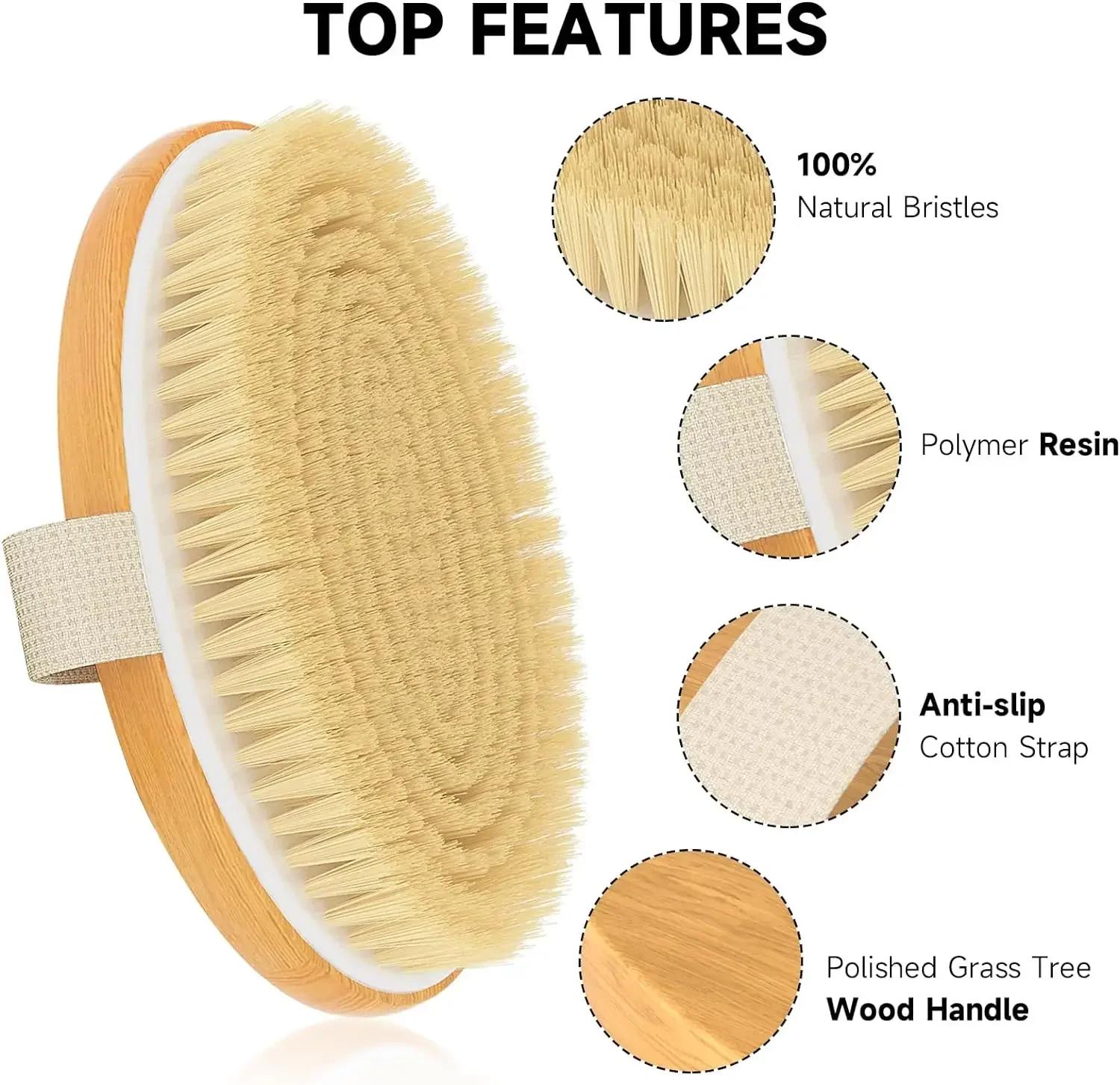 Brosses pour le corps sec, épurateurs exfoliants pour le corps, poils naturels pour peau sèche, amél