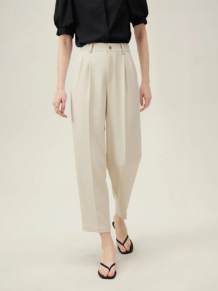 FSLE-Pantalon d'été taille haute pour femme, coupe courte, style décontracté, amincissant, fuselé, b