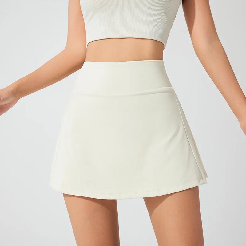 Jupe courte sport femme 2 en 1 - Tennis course gym - Respirante avec poche latérale - Couleur unie
