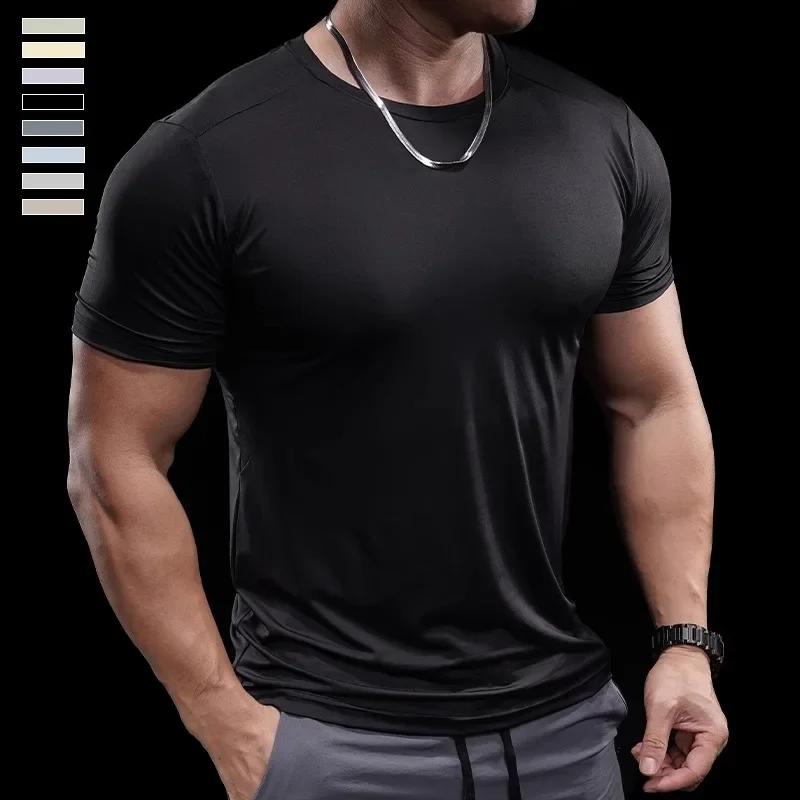 T-shirt à manches courtes pour homme, séchage rapide, haute élasticité, décontracté, course à pied,