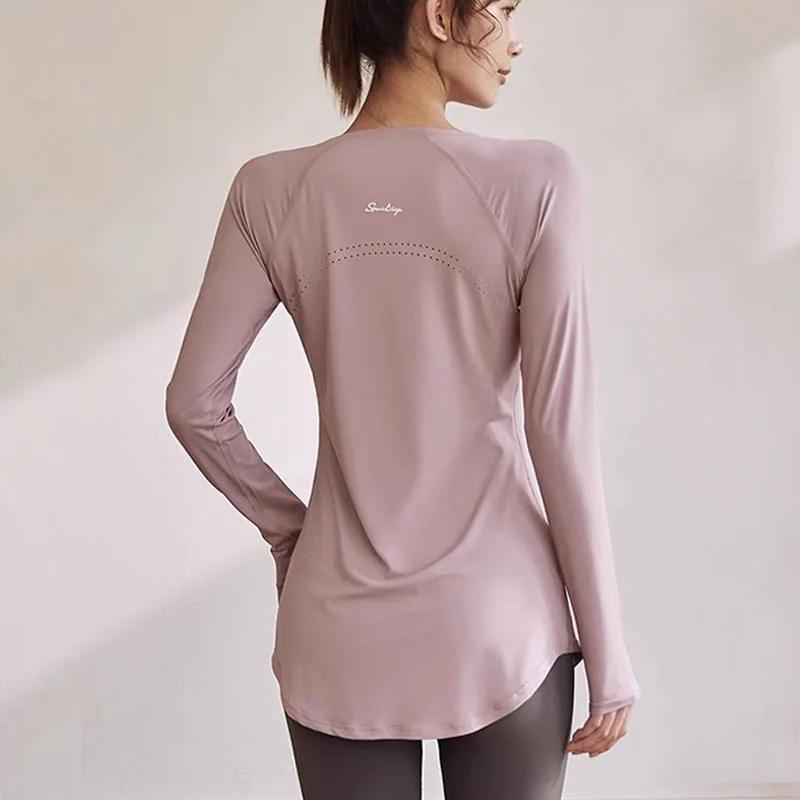 Vêtements de yoga à manches longues pour femmes, vêtements de sport pour femmes, chemisiers de cours