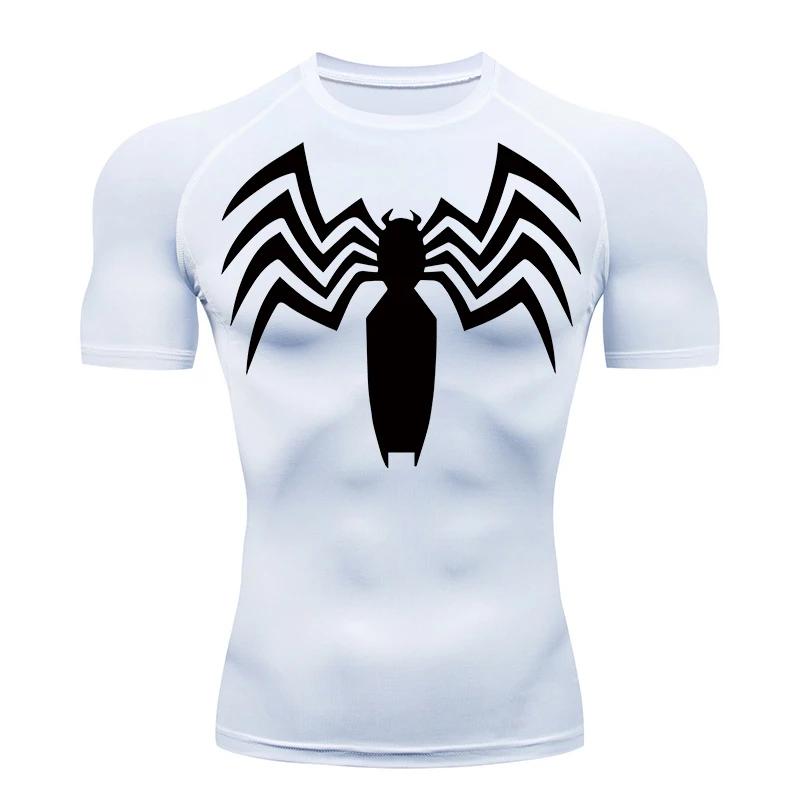 Chemise compression homme imprimé araignée - T-shirt sport séchage rapide anti-irritation été