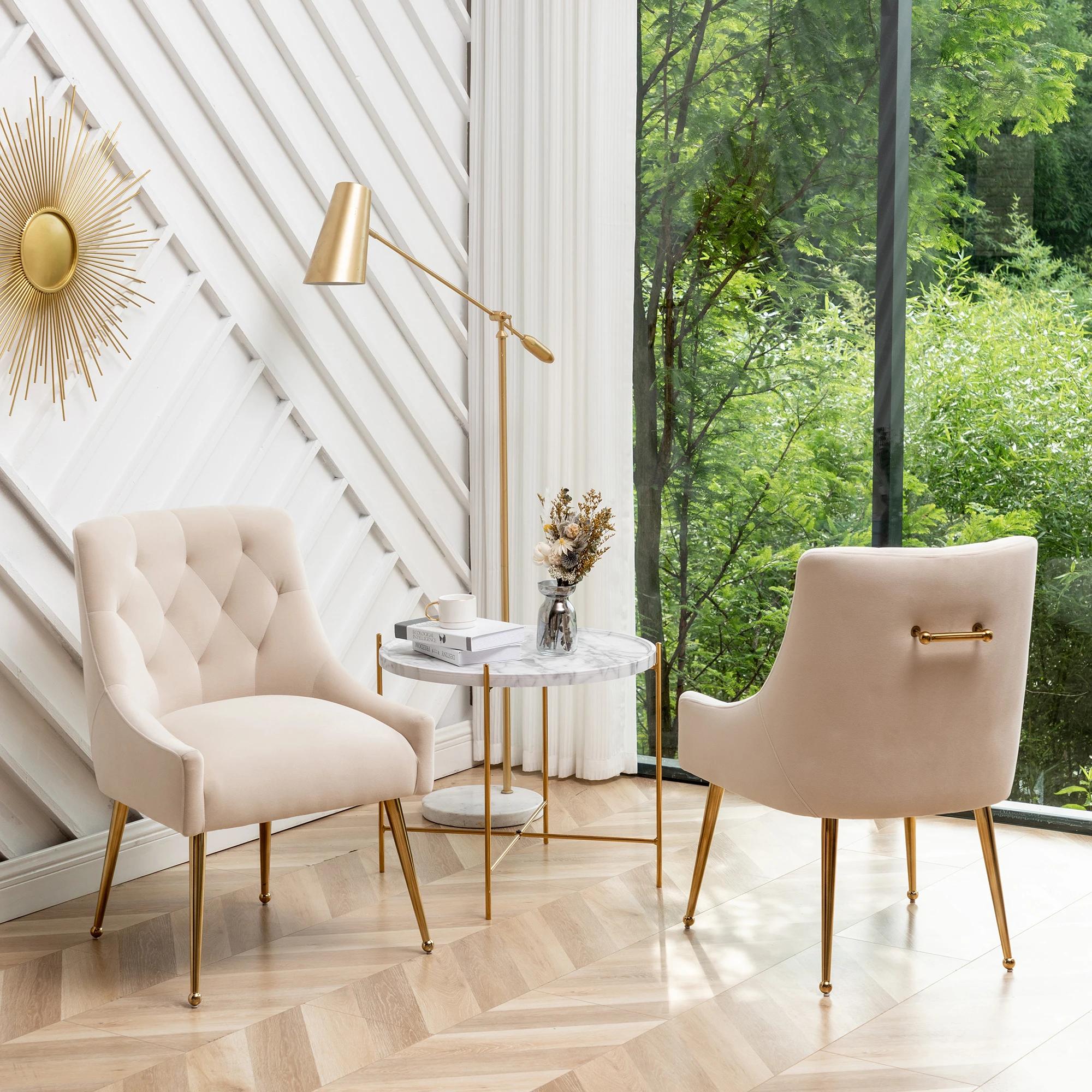 SEYNAR-Ensemble de 2 chaises de salle à manger modernes, chaise d'appoint avec dossier touffeté et n