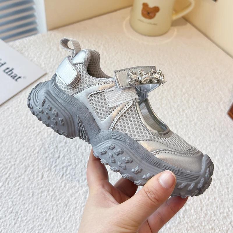 Baskets Mary Jane pour filles, chaussures épaisses pour enfants, style princesse, scintillantes, ten