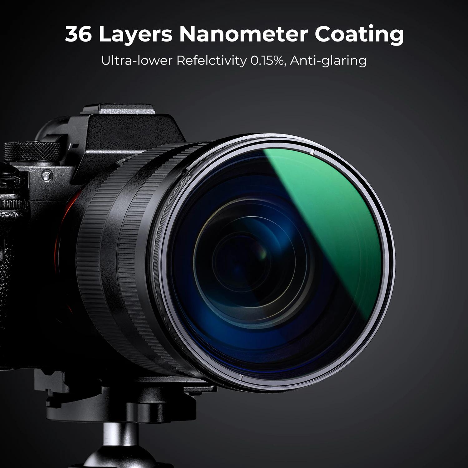 Filtre CPL K&F CONCEPT HD ultra-fin avec cadre en cuivre, film vert anti-reflet 36 couches, série Na