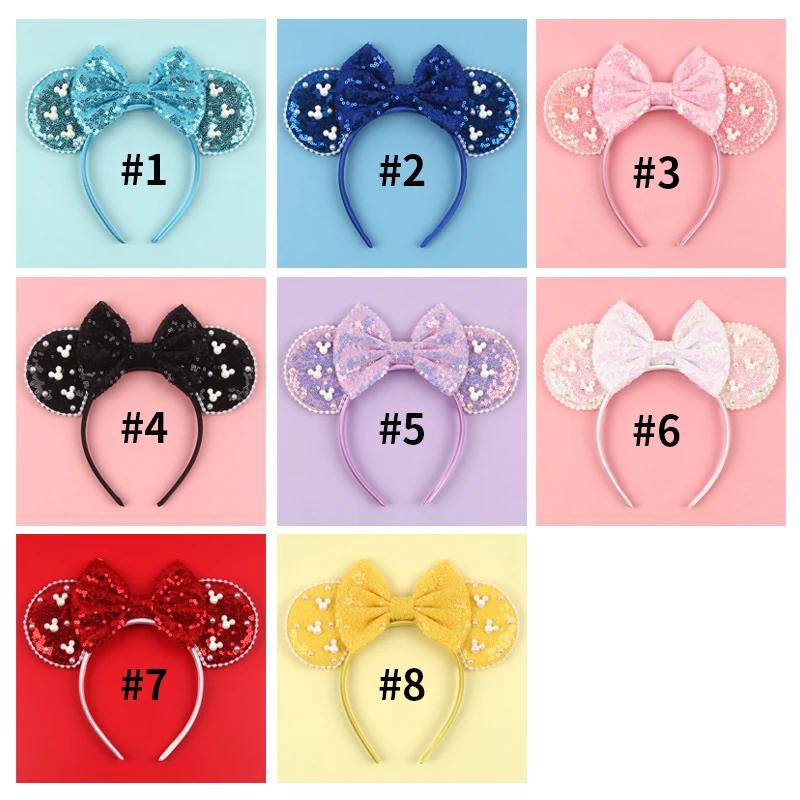 Nouveau serre-tête tendance oreilles de souris en velours de 3,3 po pour filles, bandeau doux avec n