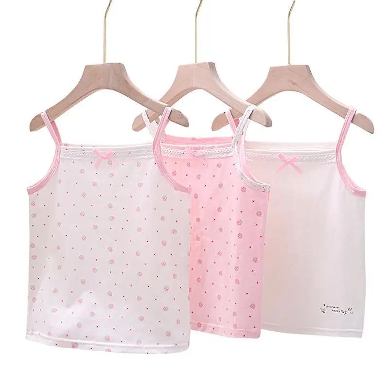 3 pièces/lot filles coton Singlet sous-vêtements réservoir fraise imprime enfants sous-vêtements cot