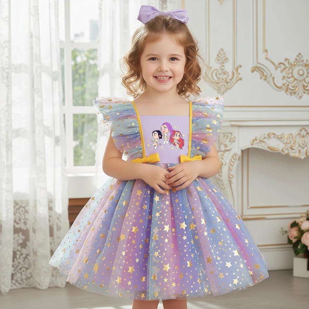 Robe de princesse K-Pop Hunters Zoey Rumi pour filles, robe de soirée formelle à sequins, volants et