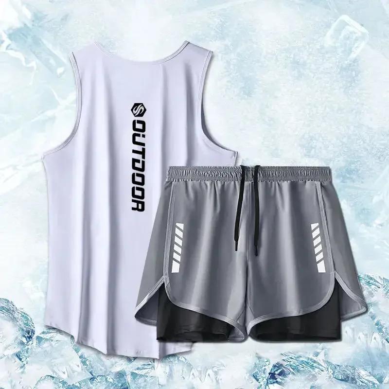 Costume de sport pour hommes - Ensemble deux pièces avec gilet fin et short à séchage rapide