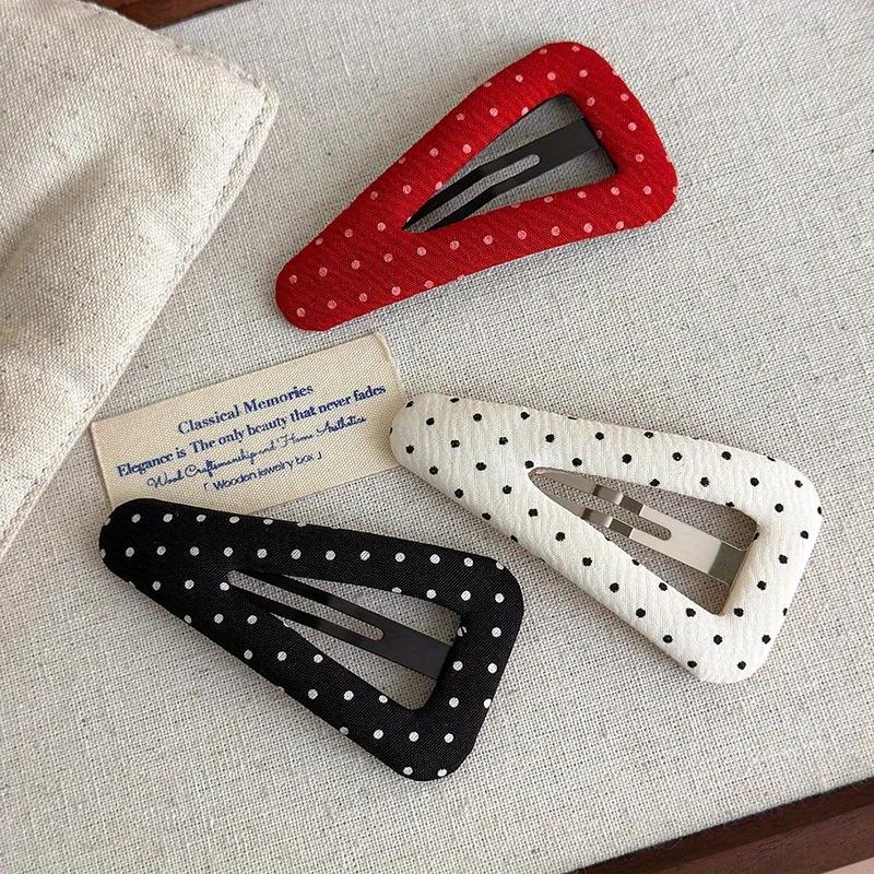 Pince à cheveux triangulaire à pois pour filles, nouveaux accessoires de cheveux en tissu pour frang
