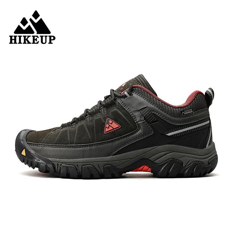 HIKEUP-Chaussures de randonnée en cuir durable pour hommes, baskets de marche en plein air, semelle