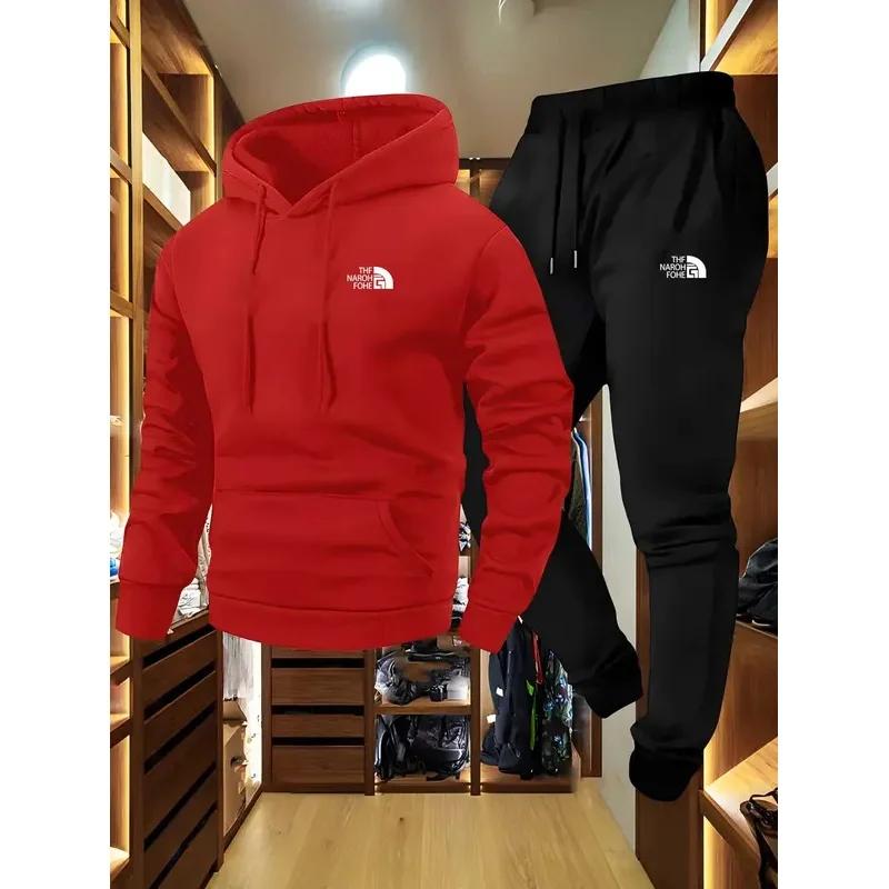 Ensemble deux pièces décontracté pour hommes, sweat-shirt à capuche et pantalon avec poches, coupe r