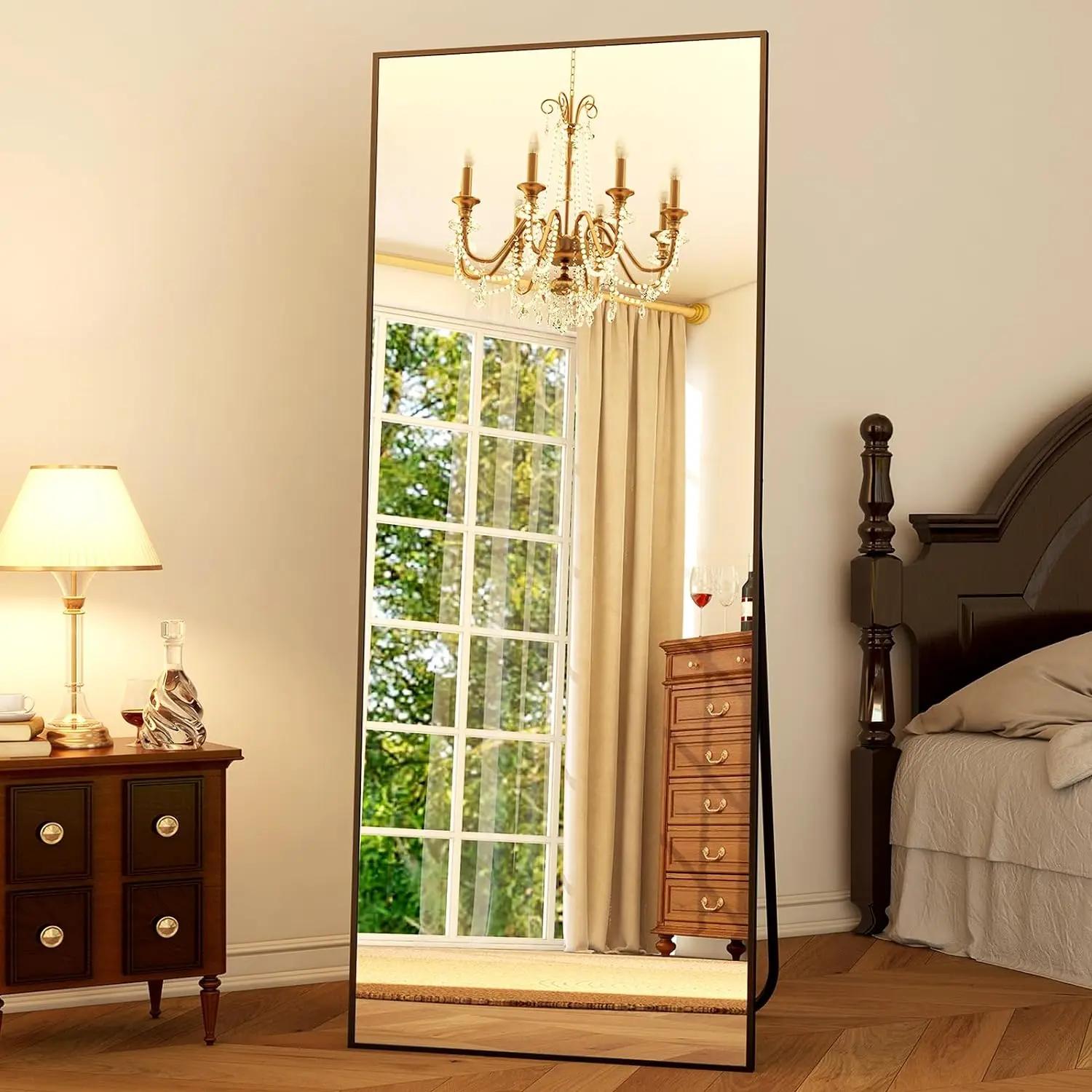Miroir pleine longueur 64 "x 21", miroir complet du corps, miroir de sol rectangulaire suspendu ou i