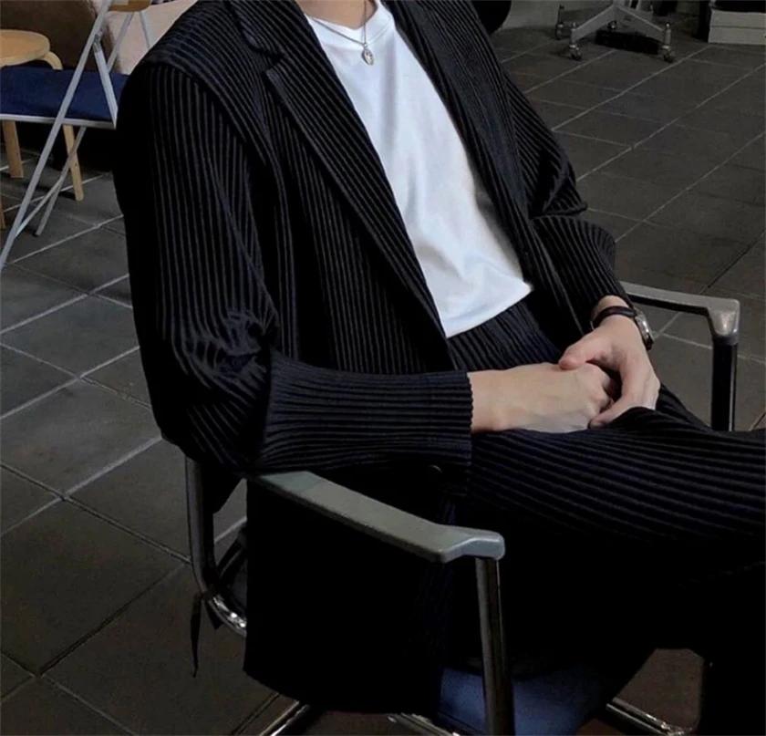 Blazer noir plissé pour homme, olympiques de luxe, doublé partiel, manteau de bureau, haute couture,