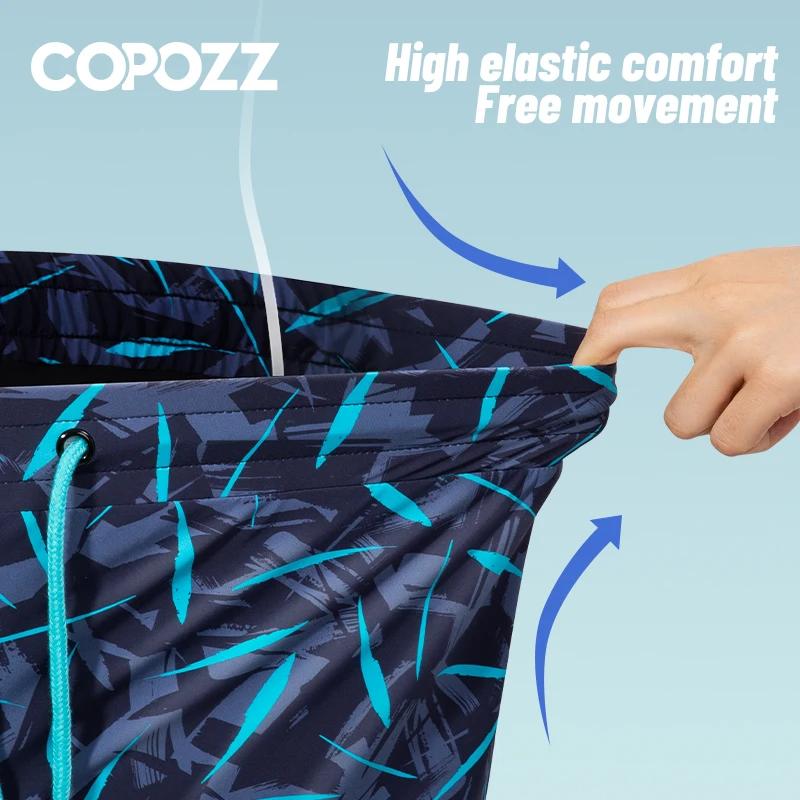 COPOZZ – maillot de bain pour hommes, culotte de plage, cordon de serrage, taille élastique, grande