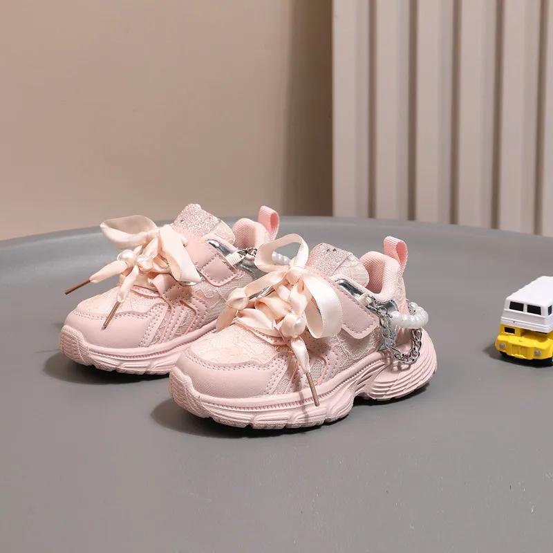 Chaussures pour enfants 2025 nouveau enfant en bas âge filles chaussures de Sport perle semelle soup