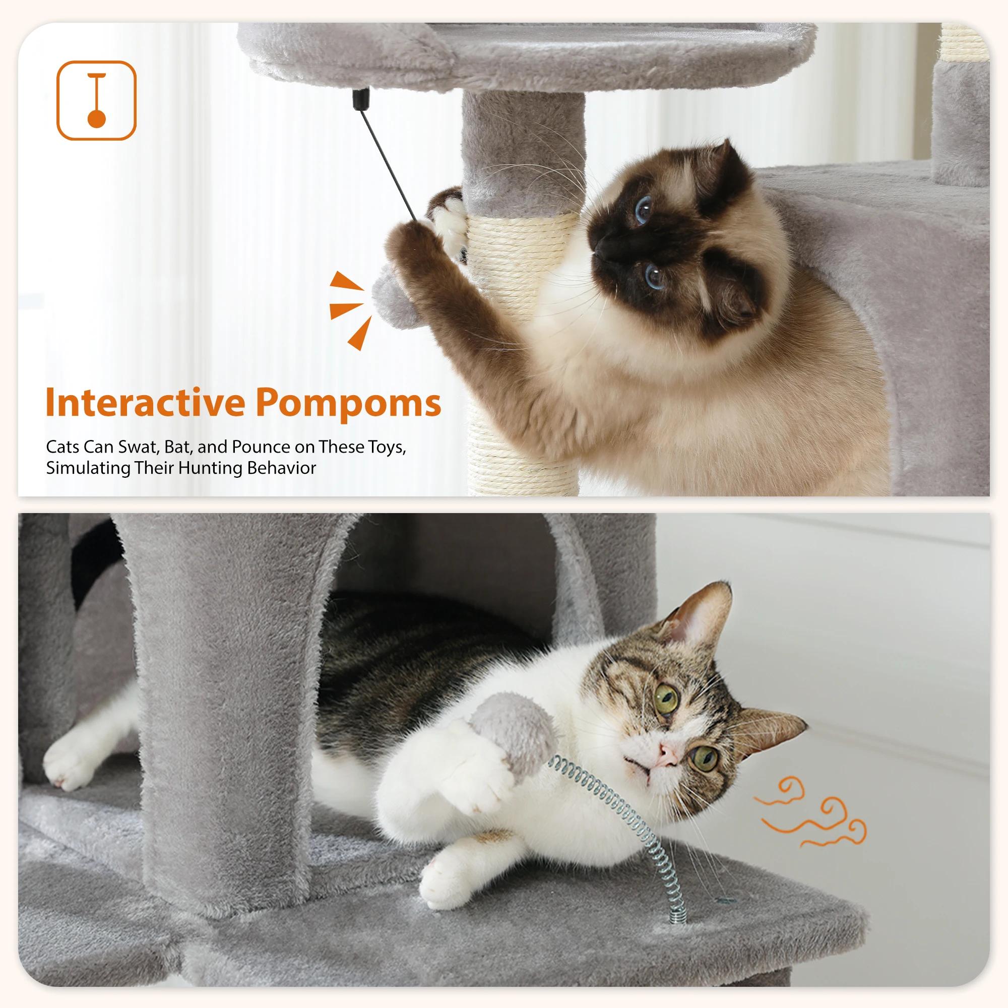 Tour d'arbre à chat à plusieurs niveaux pour chats d'intérieur, poteau à gratter recouvert de sisal,