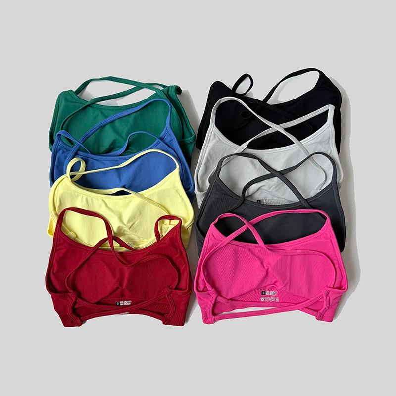 Soutien-gorge de sport dos nu pour femmes, sans couture, Impact, Yoga, rembourré, haut court, extens