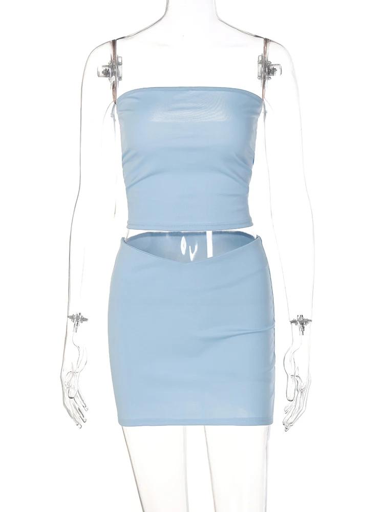 Dulzura femmes 2025 printemps bustiers Mini jupes Club de fête deux pièces ensembles assortis tenues