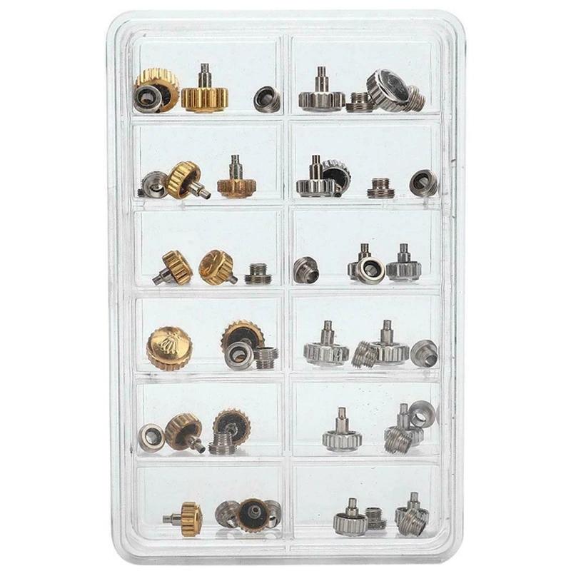 Couronnes de montre étanches, outils de réparation de remplacement assortis avec boîte, 48 pièces