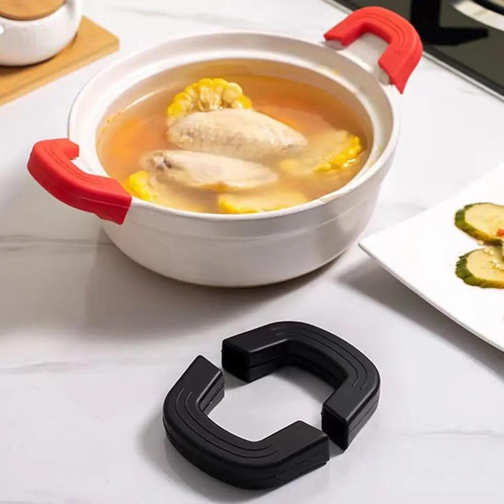 Couvercle de poignée de casserole anti-brûlure en silicone, manchons de clip d'oreille de casserole