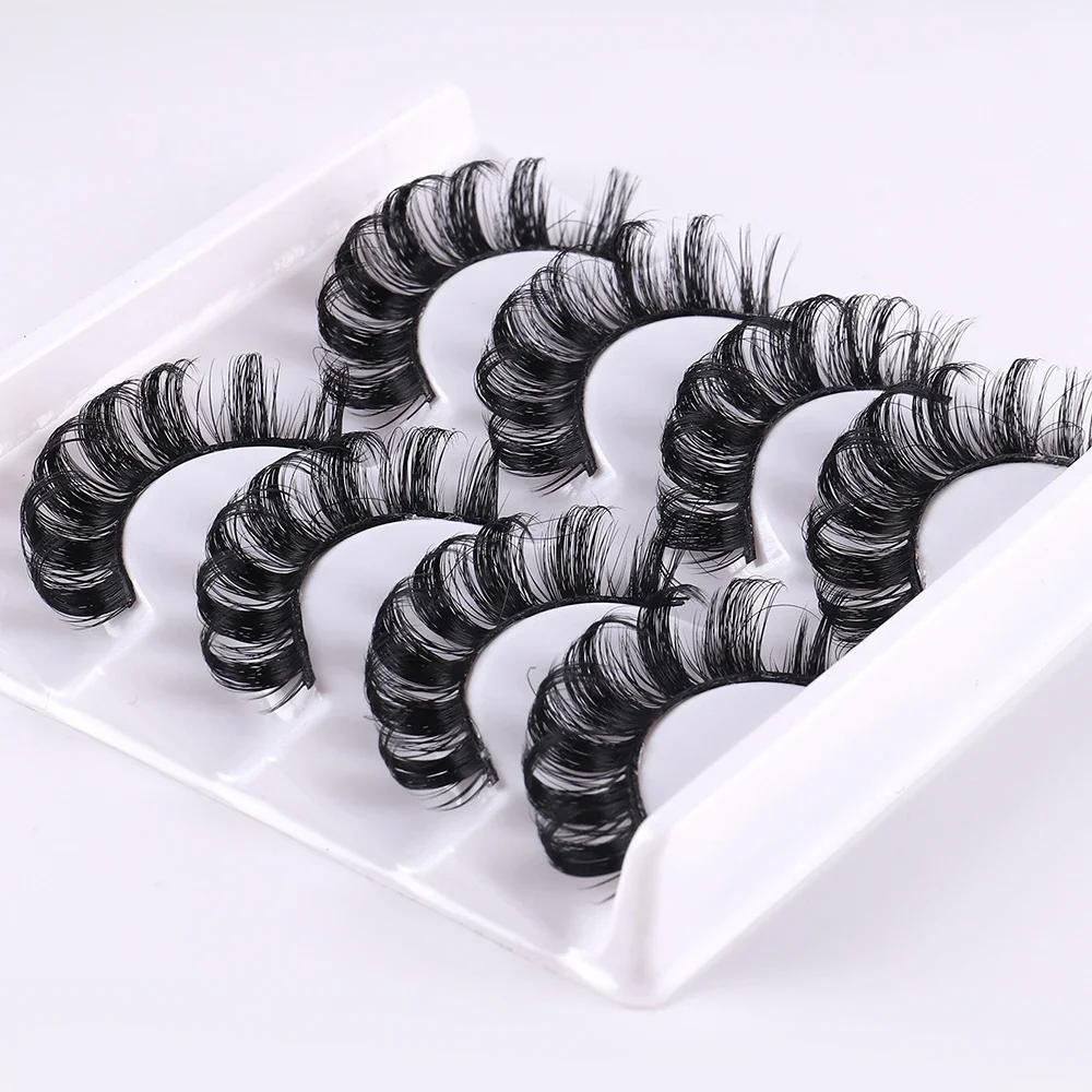 4 paires de cils à bande russe cils de vison moelleux faux cils 3D cils de Volume russe faux cils
