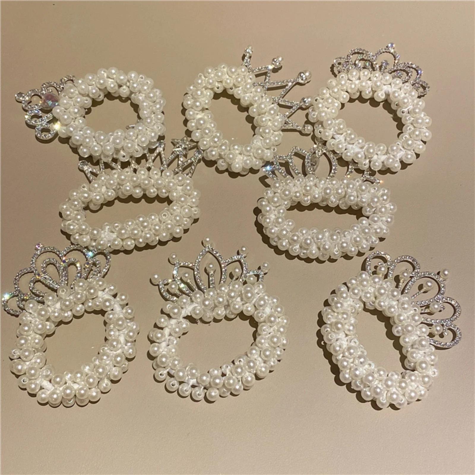 2PC Accessoires de coiffure pour enfants : Bandeaux élastiques en caoutchouc avec couronne de perles