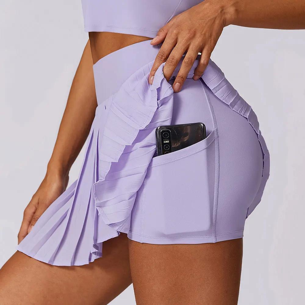 Jupe tennis femme poches plissée golf fitness short intégré - Vêtements sport