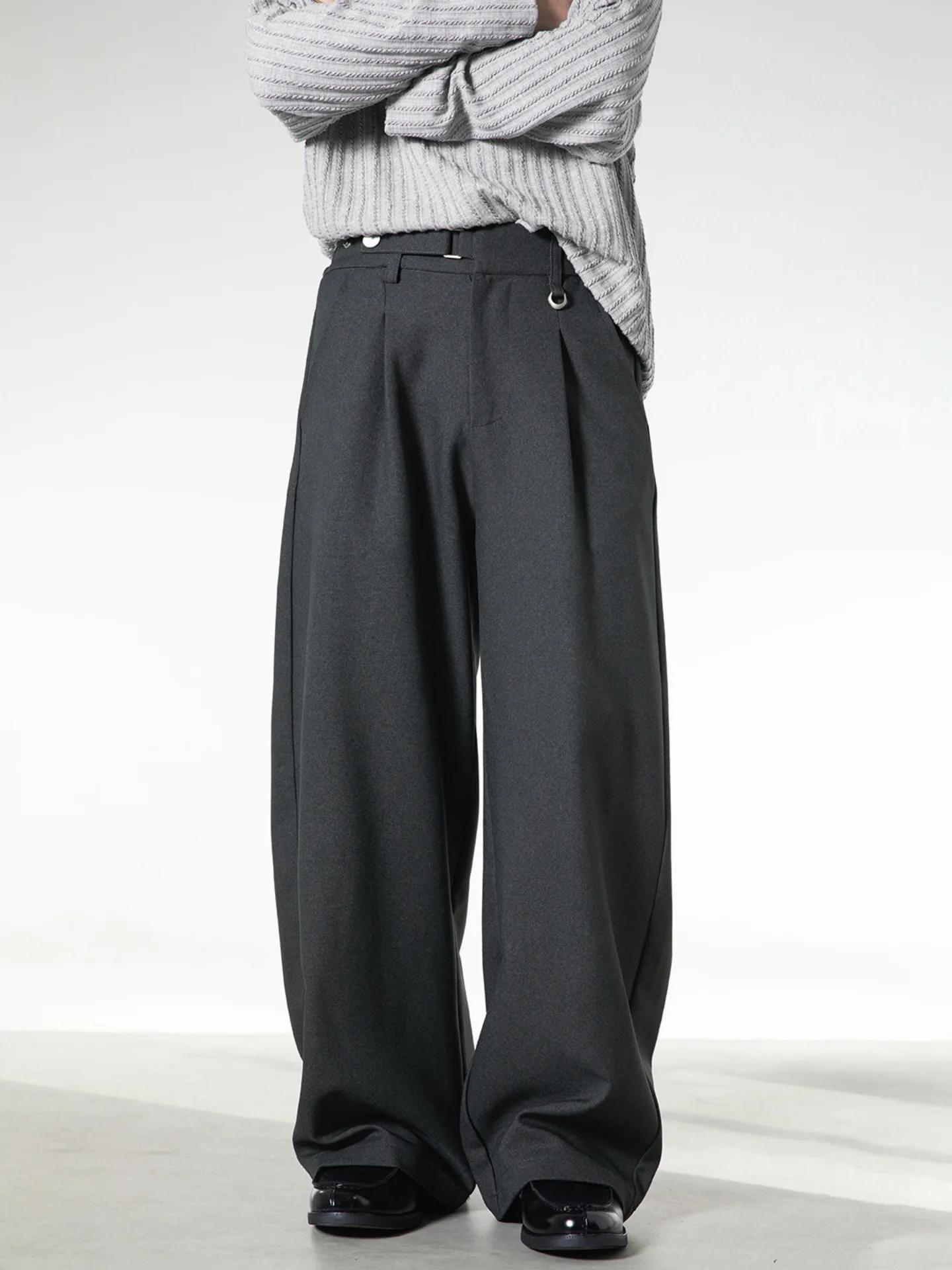 Pantalon drapé rétro pour hommes, taille réglable, décontracté, plissé, respirant, doux, jambe droit