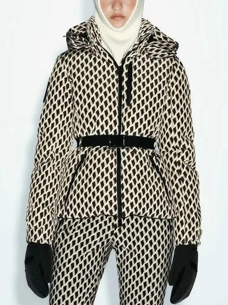 Manteaux Parkas de Sport rembourrés à capuche pour femmes, taille haute, avec ceinture, élégants, ép