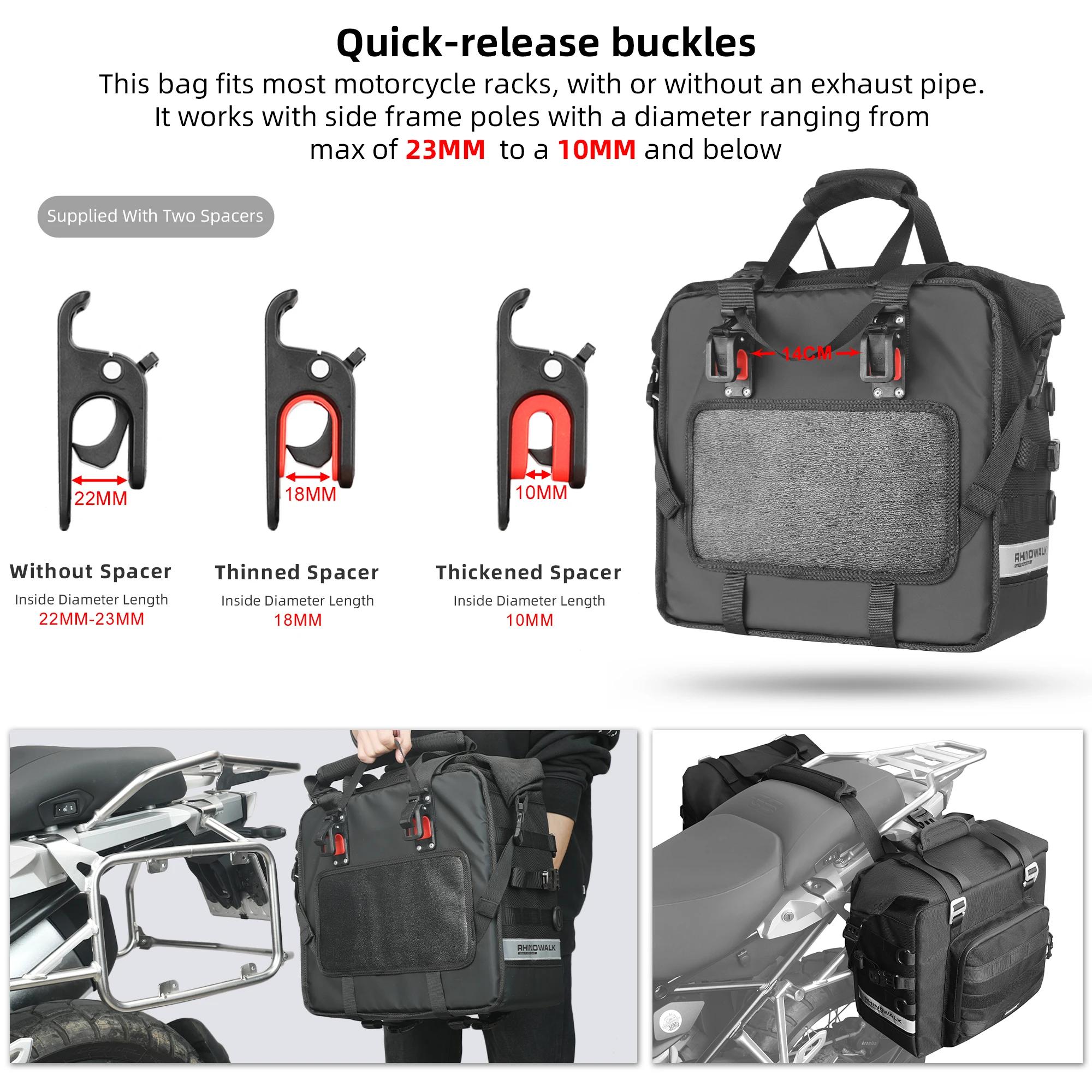 Bal inowalk-Sac Latéral Étanche pour Moto, Sacoche Extensible à Dégagement Rapide, Cube 3D, Moteur,
