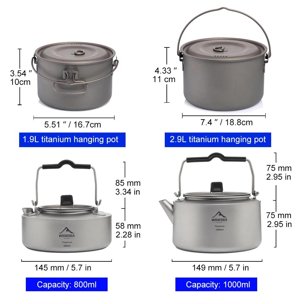 ESEA-Ensemble d'ustensiles de cuisine en titane pour camping, chaudron de tourisme, marmite d'extéri