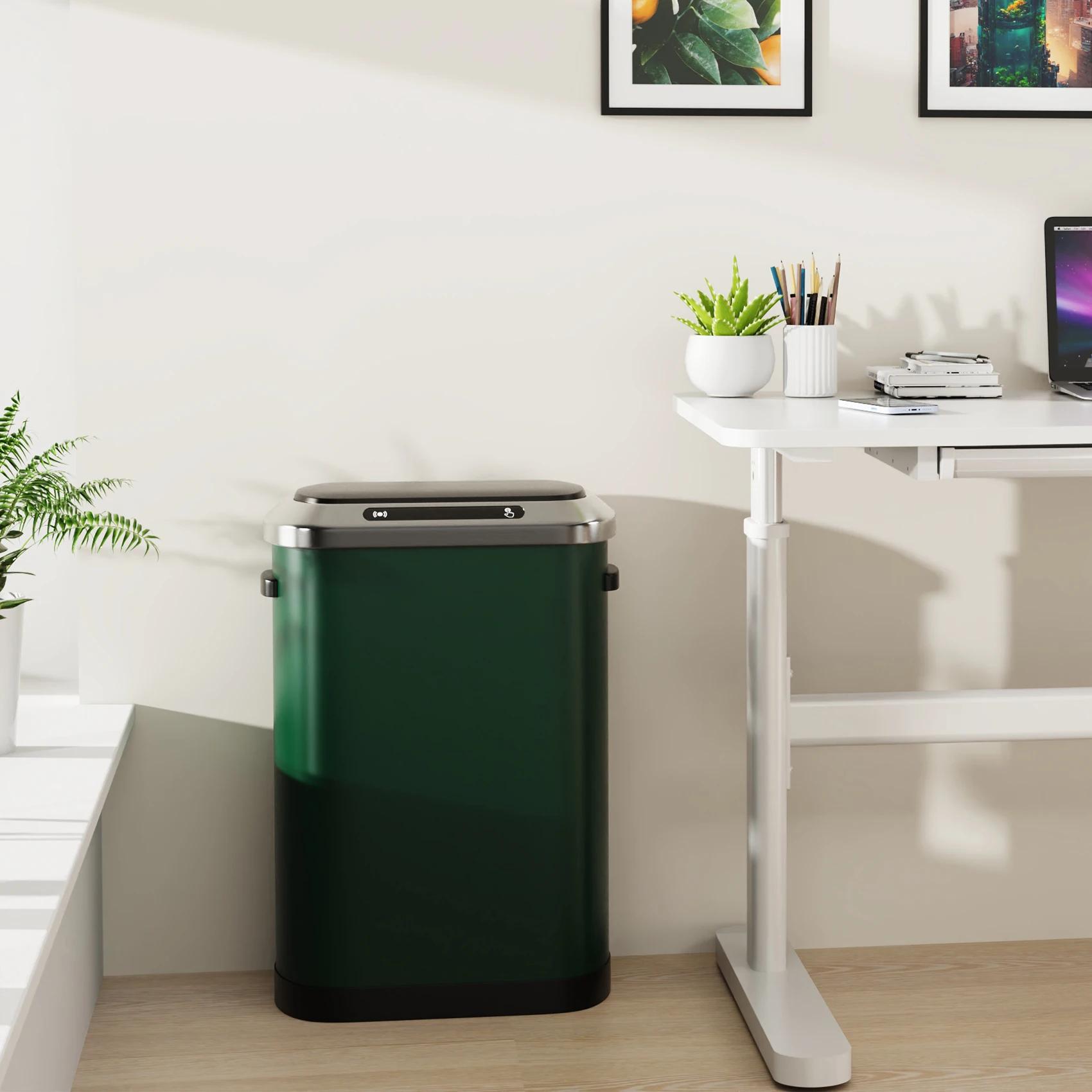Poubelles automatiques intelligentes, 50L, capteur intelligent complet, vert