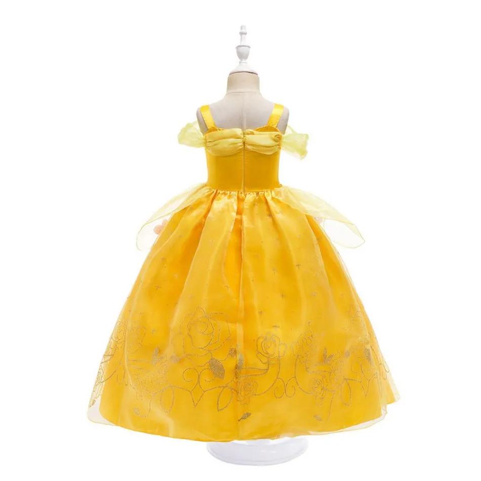 Fille Belle habiller sans manches florale enfants fête princesse Costume enfants la Belle et la bête