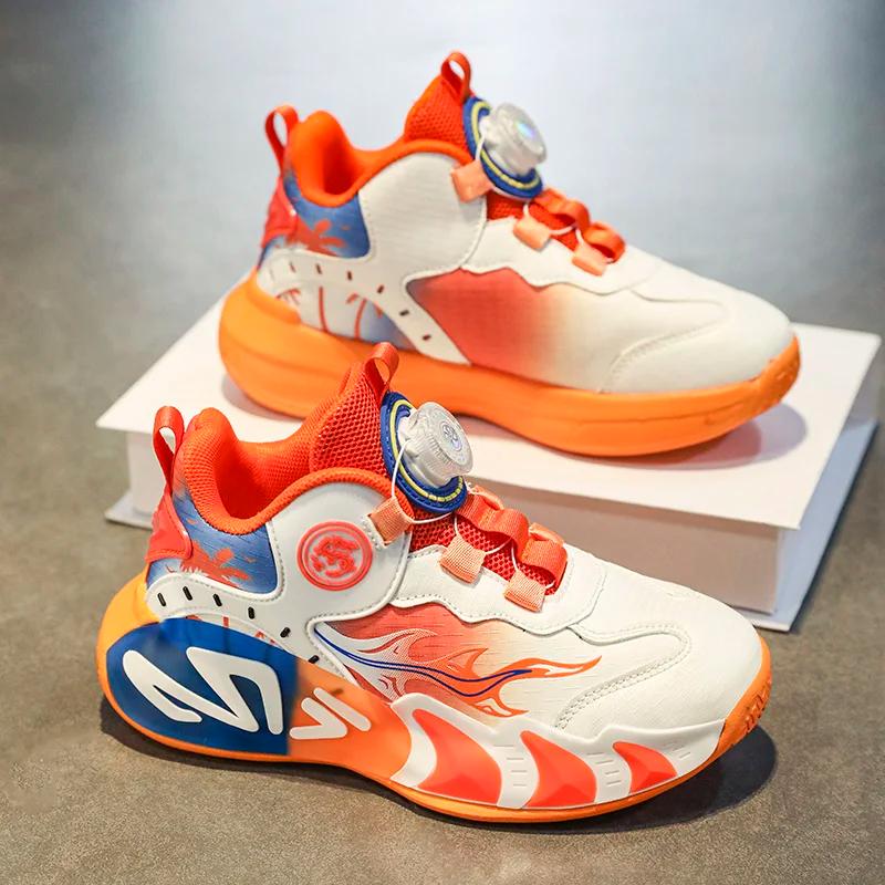 Chaussures de basket-ball pour enfants, chaussures de sport de plein air légères en cuir à amorti re