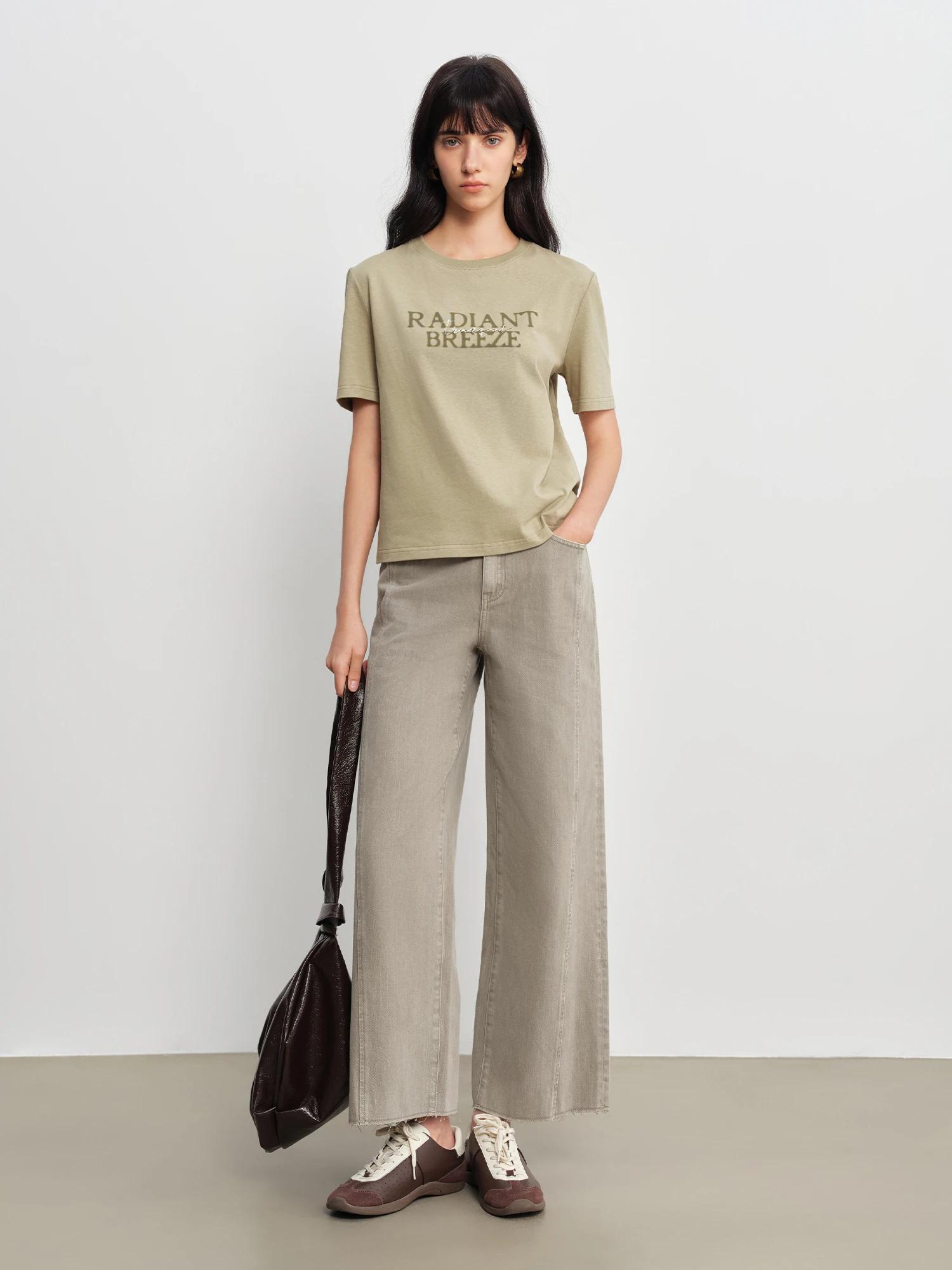 ZIQIAO Jean droit patchwork à bords effilochés longueur cheville pour femme – Nouveautés Printemps 2