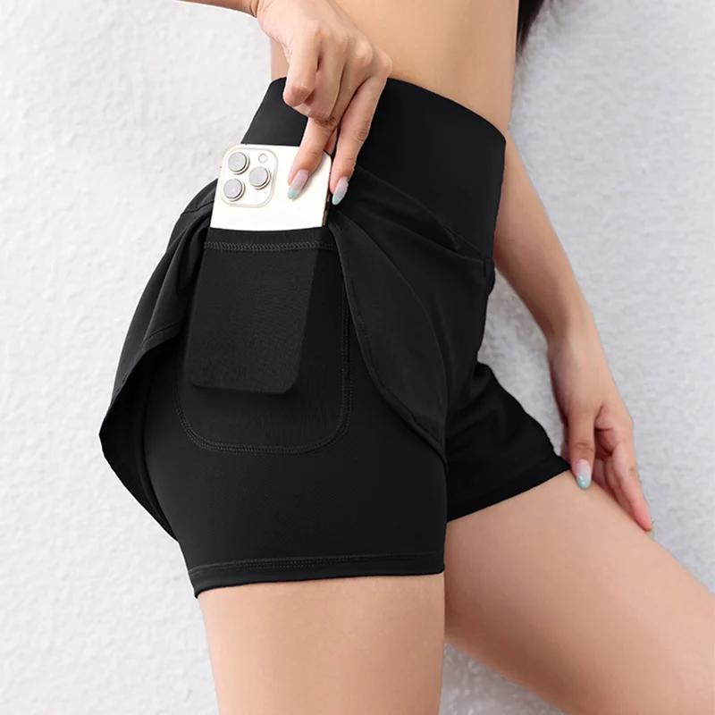 Short de course à séchage rapide pour femmes, couche de sport, taille élastique, short de sport acti