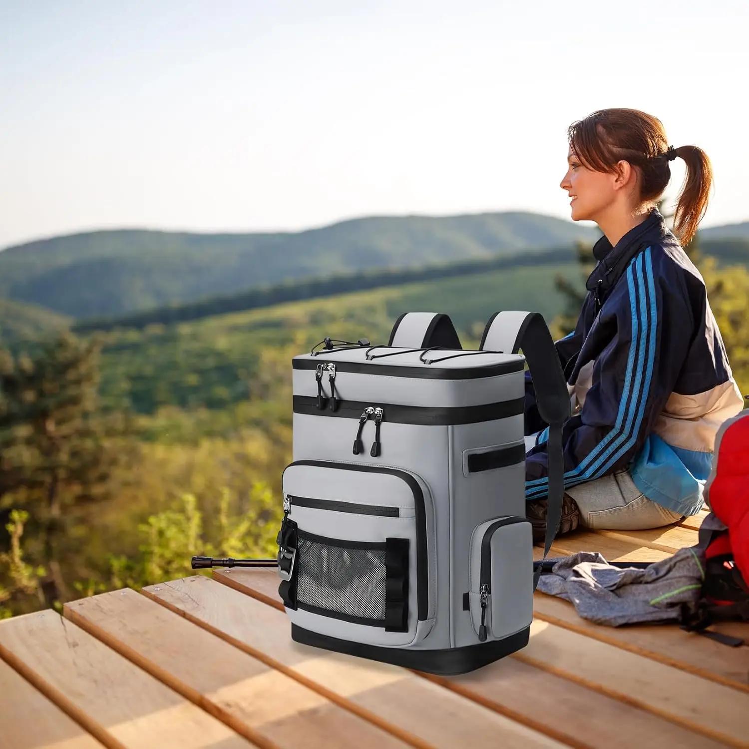 Sac à dos isotherme étanche 30L, sac à dos thermique anti-fuite pour 48 canettes, sac isotherme pour