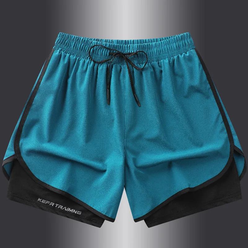 Shorts de sport d'été faux deux pièces, pour hommes et femmes, séchage rapide, trois quarts de long,
