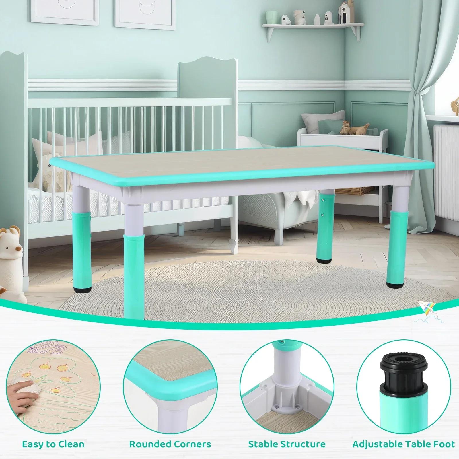 Table rectangulaire pour enfants avec 6 chaises, réglable, multi-activités, bureau d'art et d'artisa