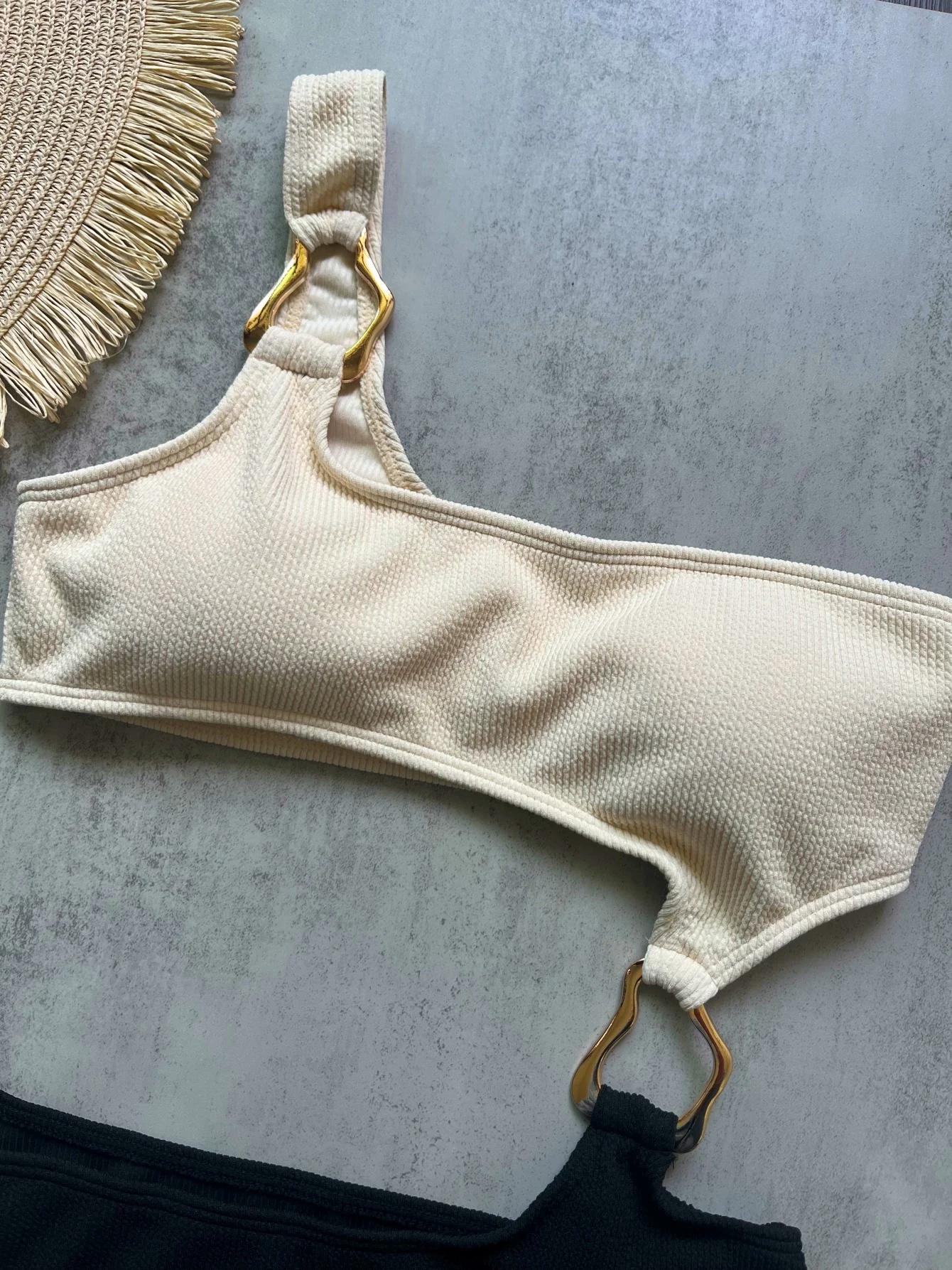 Nouveau épissage asymétrique une épaule une pièce maillot de bain femmes maillots de bain femme anne