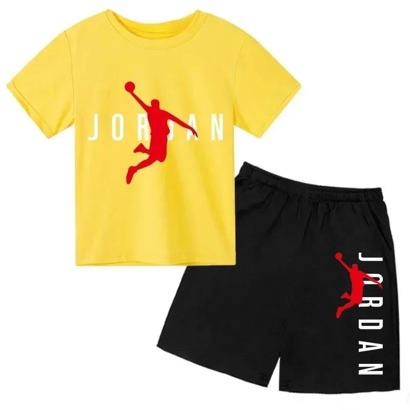 Marque d'été lettre imprimer à manches courtes enfant T-shirt + Shorts 2 pièces ensemble pour garçon