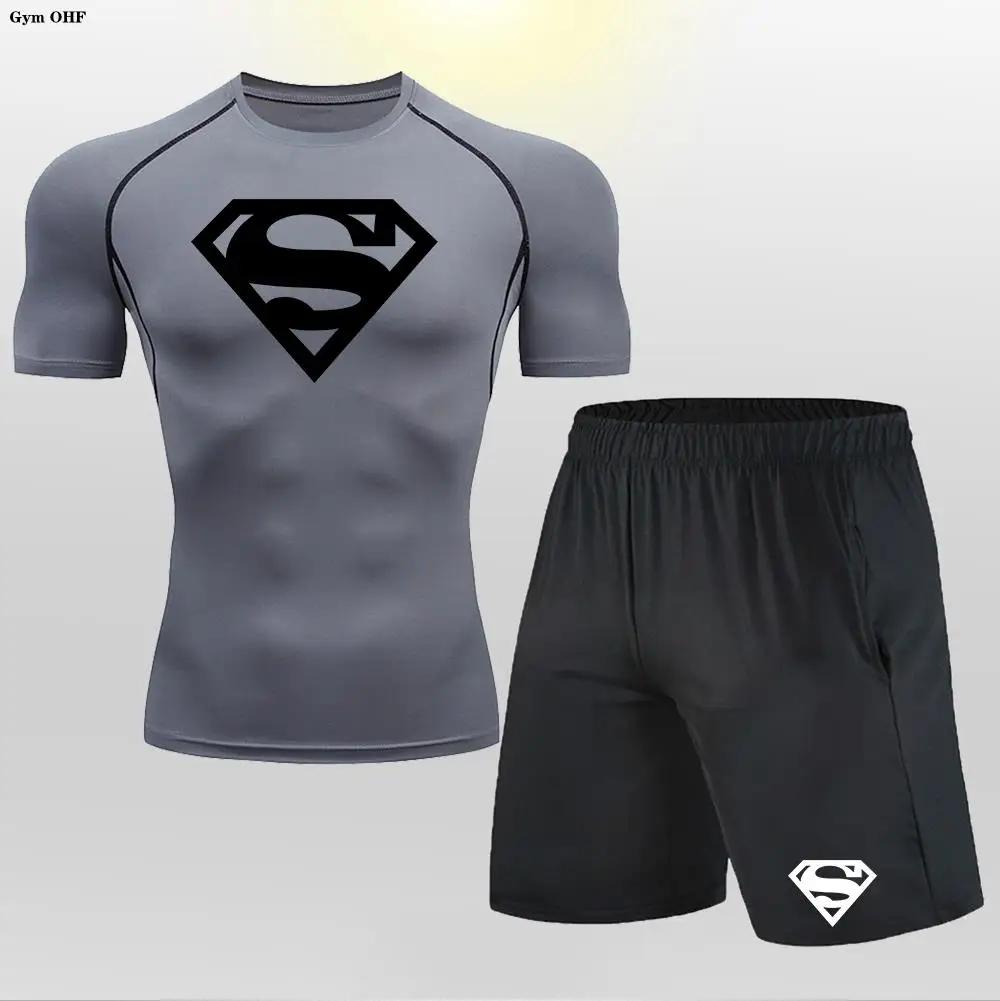 Rashgard imbibé de MMA pour homme, leggings d'entraînement à séchage rapide, t-shirt de compression